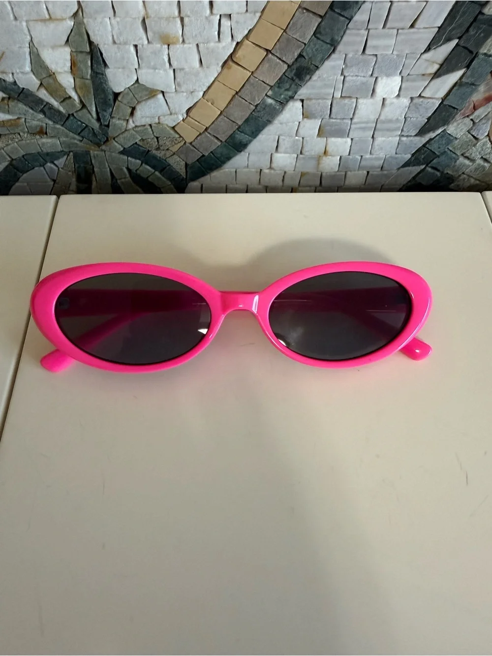 Hot Pink Oval Sunglasses